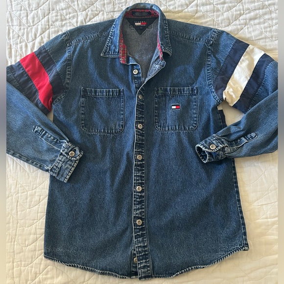 Tommy Hilfiger Denim Shirt with Red, Blue, and White Accents - Picture 4 of 5